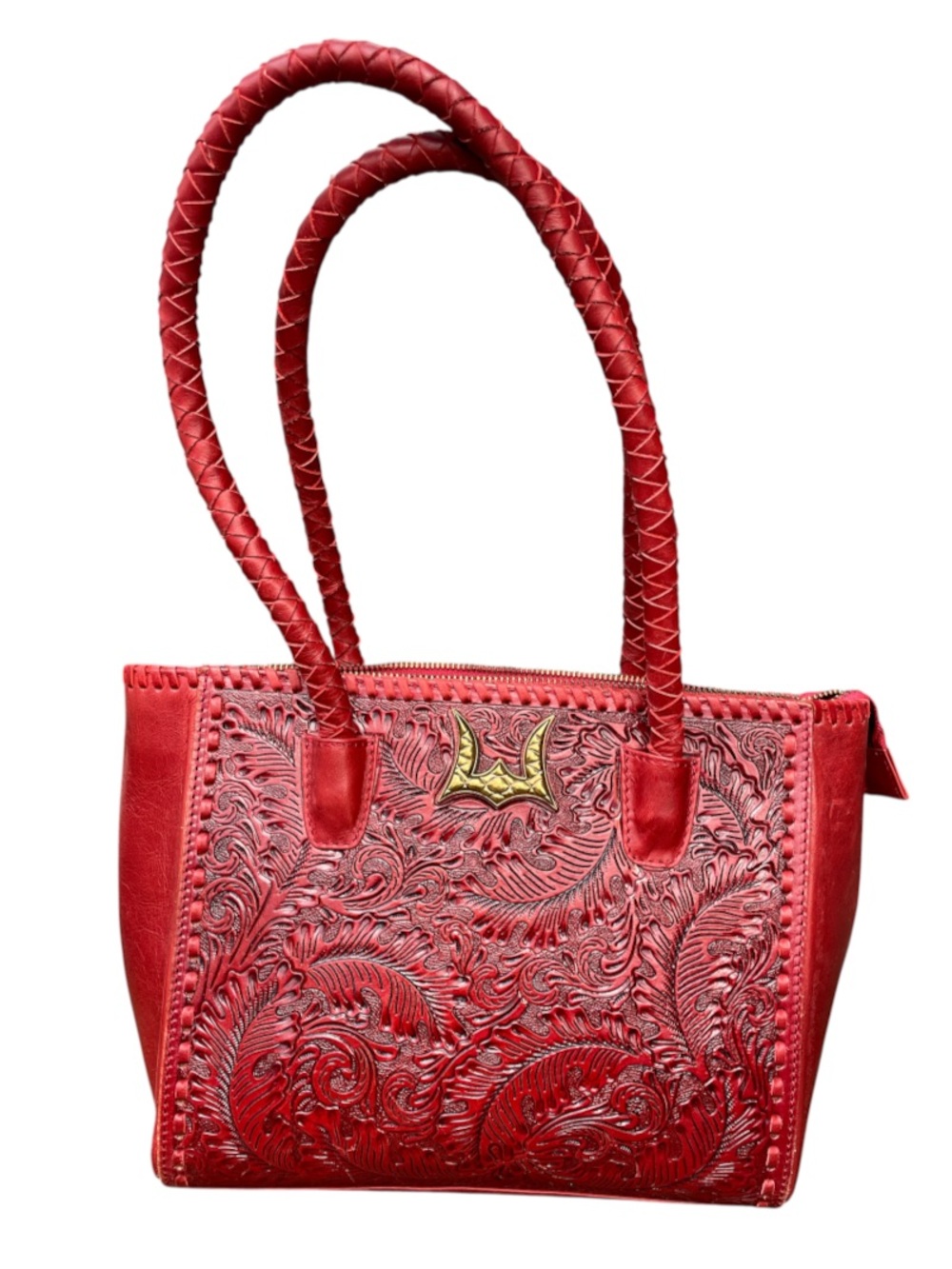 Loyal West Dover medium red tooled bag purse
